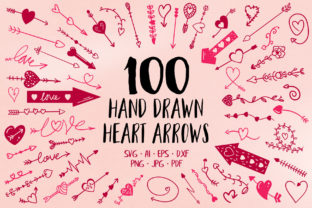 100 Hand Drawn Heart Arrow Graphics for Crafts
