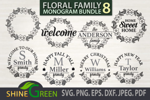 Family Monogram Bundle - Christmas, Fall Graphics for Crafts