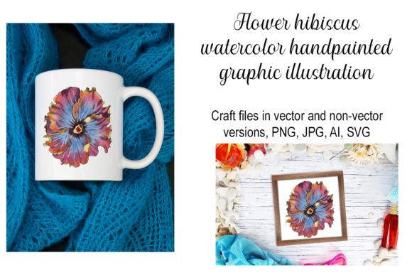 Flower Hibiscus Watercolor Graphic for Crafts and Graphics
