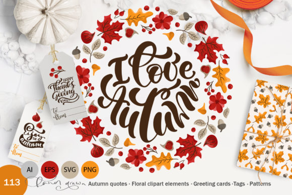 I Love Autumn Graphics for Crafts and Small Business Branding