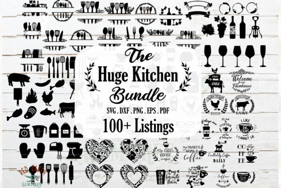 Kitchen, Wine and BBQ Bundle Graphics for Crafts