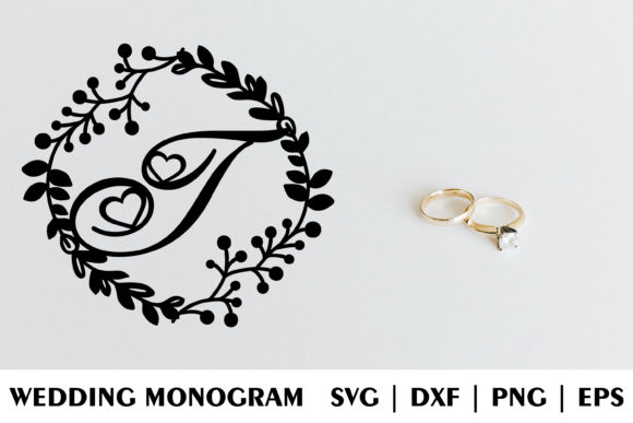 Letter T of Wedding Decorative Monogram for Graphics and Crafts