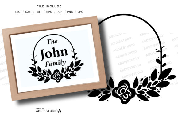 Monogram Flower Laurel Wreath Frame for Graphics and Crafts