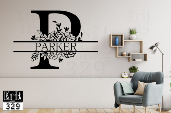 Split Monogram P Botanical Border SVG: Graphics for Crafts