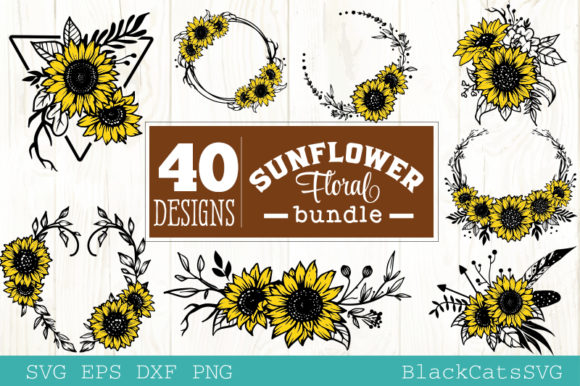 Sunflower Frames Bundle 40 Designs for Graphics and Crafts