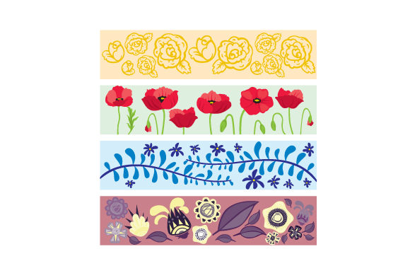 Washi Tape Designs with Floral Accents for Crafts and Design Projects