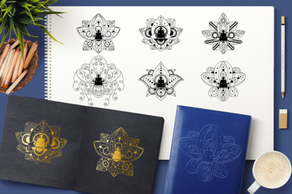 Yoga in Lotus Clipart Set: Premium Graphics for Decorative Elements